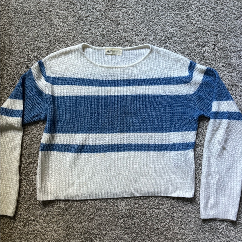 Women's Striped Blue & White Sweater